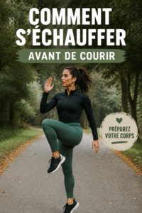 Femme en train de s'échauffer avant une course, dans un environnement extérieur lumineux.