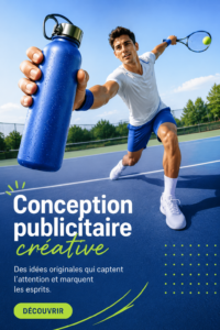 Un collage d'idées créatives pour la publicité avec des exemples de designs.