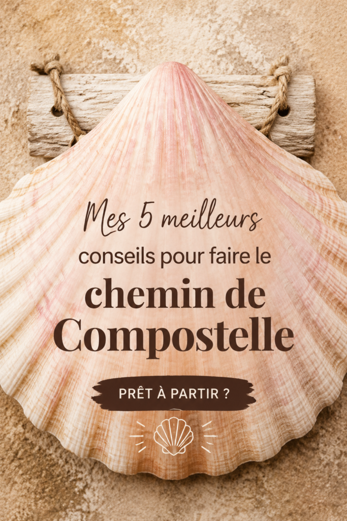 Randonnée sur le chemin de Compostelle avec des paysages verdoyants.