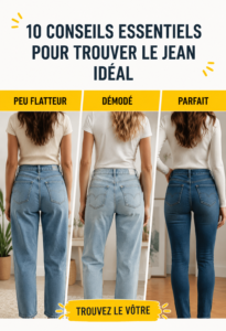 Femme essayant différents jeans pour trouver le bon fit