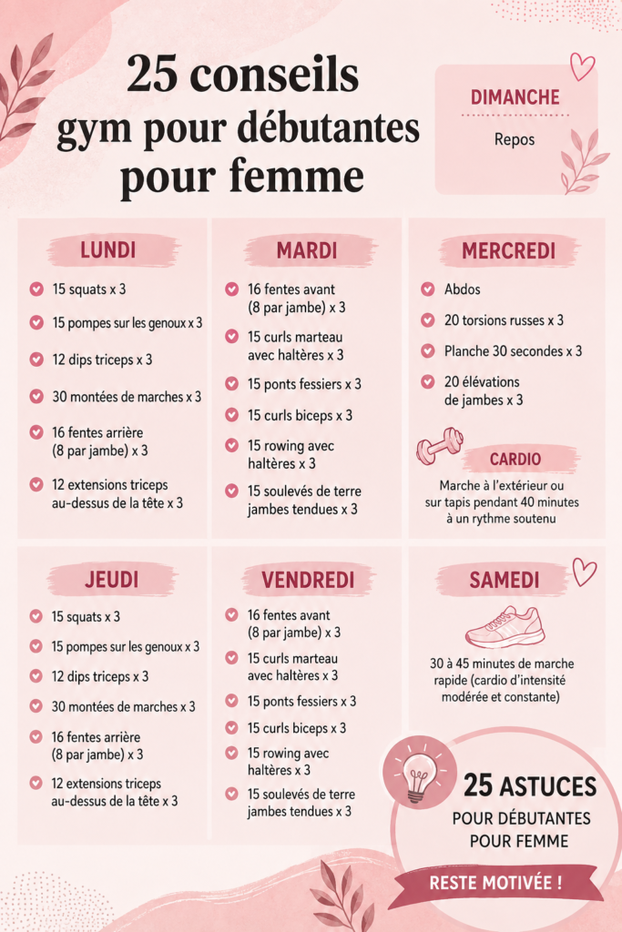 une femme débutant le fitness à la salle de sport