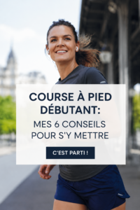 Femme courant dans un parc avec un regard déterminé, illustrant l'idée de débuter la course à pied.
