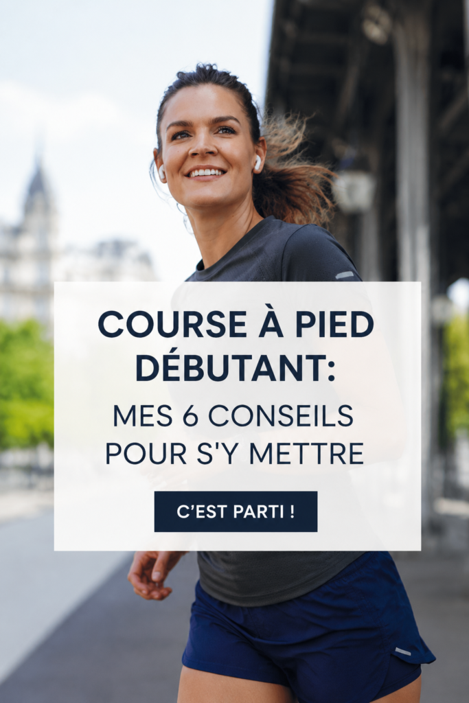 Femme courant dans un parc avec un regard déterminé, illustrant l'idée de débuter la course à pied.