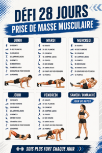 Visuel d'une femme s'entraînant pour un défi de musculation de 28 jours