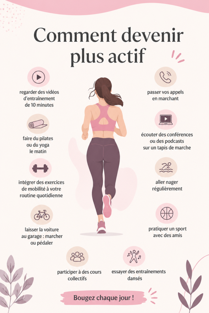 Femme s'engageant dans une activité physique en plein air, représentant des activités de bien-être et de forme physique.