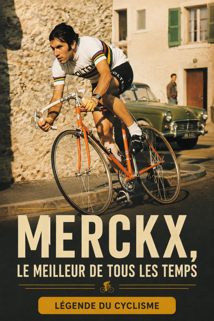 Portrait d'Eddy Merckx, légende du cyclisme belge.