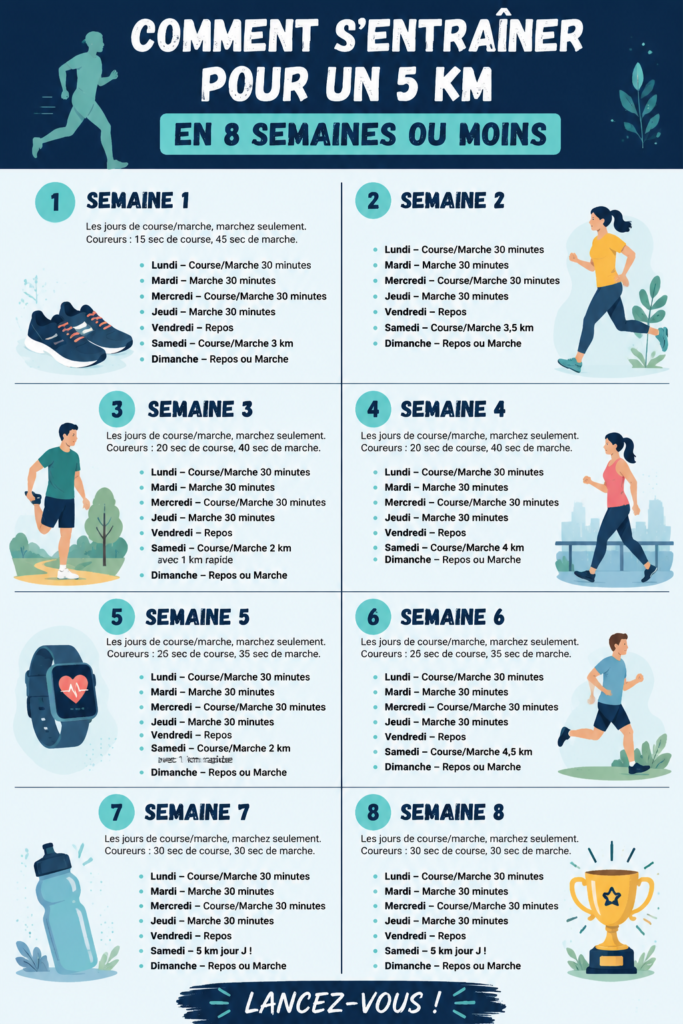 Femme courant lors d'un entraînement de 5K dans un parc.