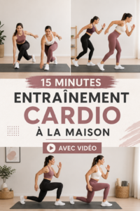 Femme faisant un entraînement cardio à la maison, souriante et motivée.