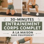 Femme s'entraînant à la maison, réalisant des exercices de fitness sans matériel