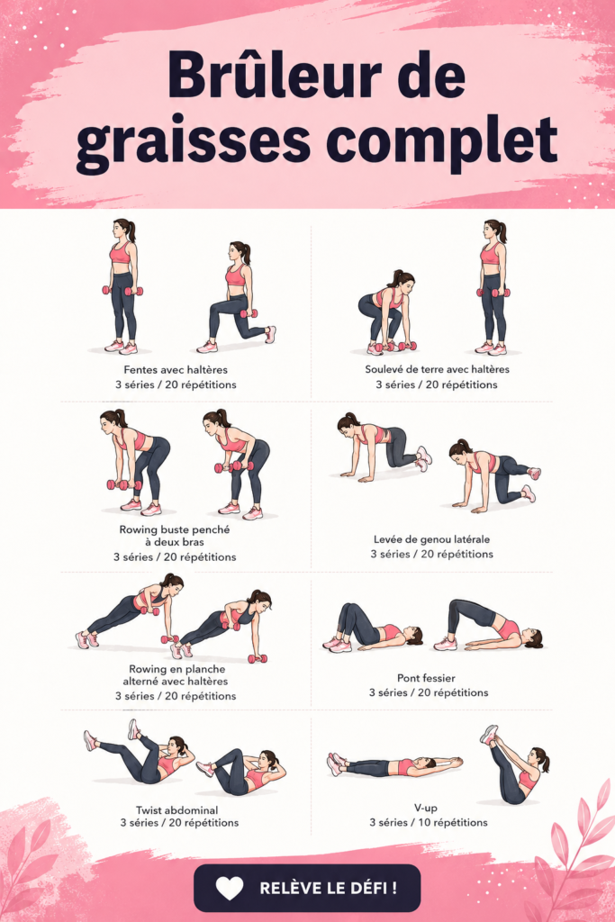 Femme en train de faire un entraînement complet à la maison