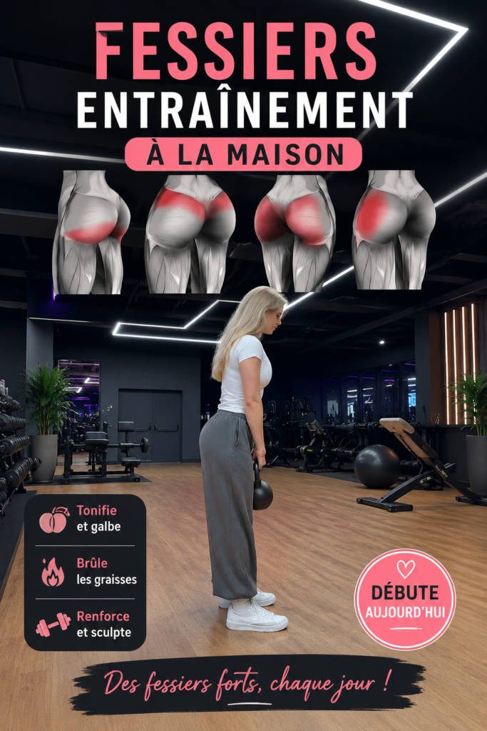 Femme effectuant des exercices pour renforcer ses fessiers chez elle