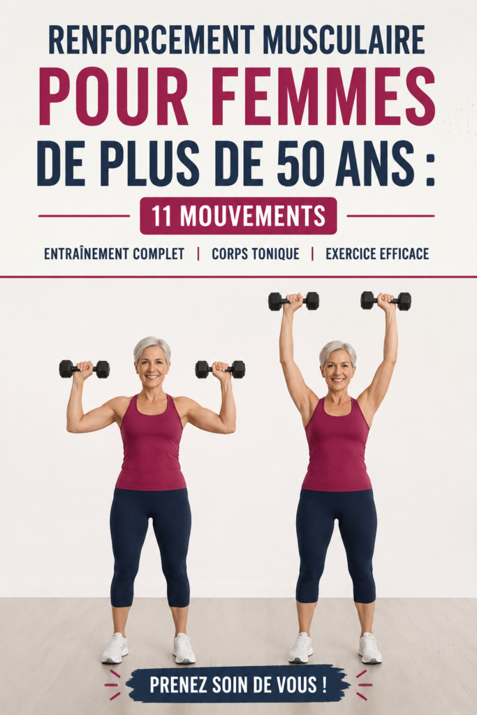 Femme de plus de 50 ans pratiquant des exercices de force à la maison pour rester en forme.
