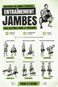 Femme réalisant un exercice de squat avec des haltères pour renforcer ses jambes