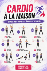 Femme s'entraînant à la maison avec des mouvements de cardio