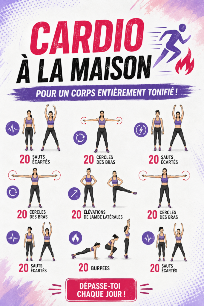 Femme s'entraînant à la maison avec des mouvements de cardio