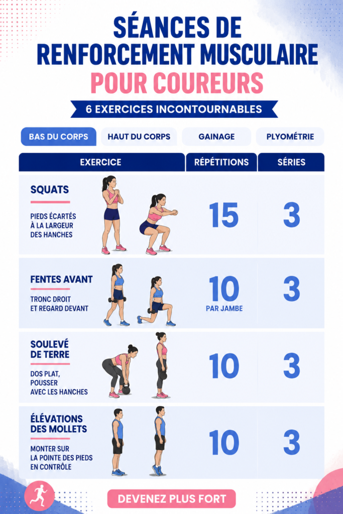 Femme réalisant des exercices de force pour améliorer ses performances de course.