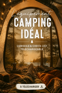 Vue de près d'une check-list de camping avec équipement essentiel