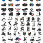 Illustration d'un espace de gym avec divers équipements modernes et fonctionnels.