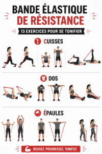 Femme faisant des exercices de tonification avec une bande élastique en extérieur