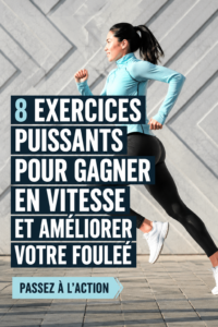 Femme courant sur un chemin, pratiquant des exercices de vitesse.