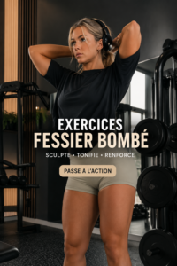 Une femme réalise des exercices pour tonifier ses fessiers dans un cadre domestique.