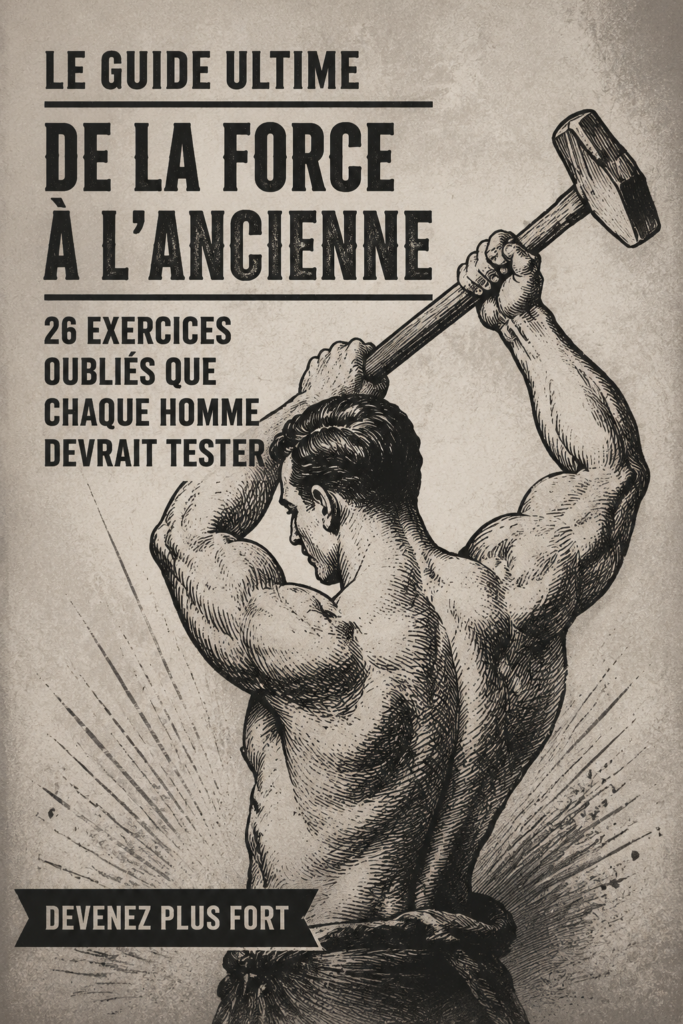 Femme effectuant un exercice de force antique, inspirée par les strongmen