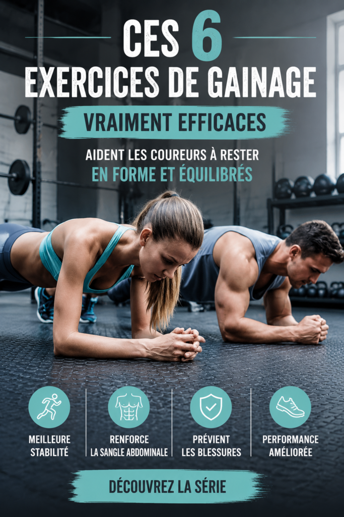 Femme en pleine séance d'exercices de gainage pour les coureurs, en extérieur