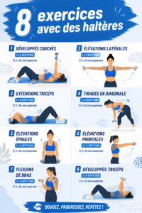 Femme utilisant des haltères pour s'entraîner dans une salle de sport