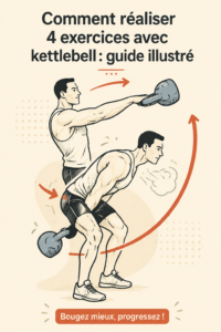 Femme utilisant un kettlebell pour un exercice de fitness à domicile.