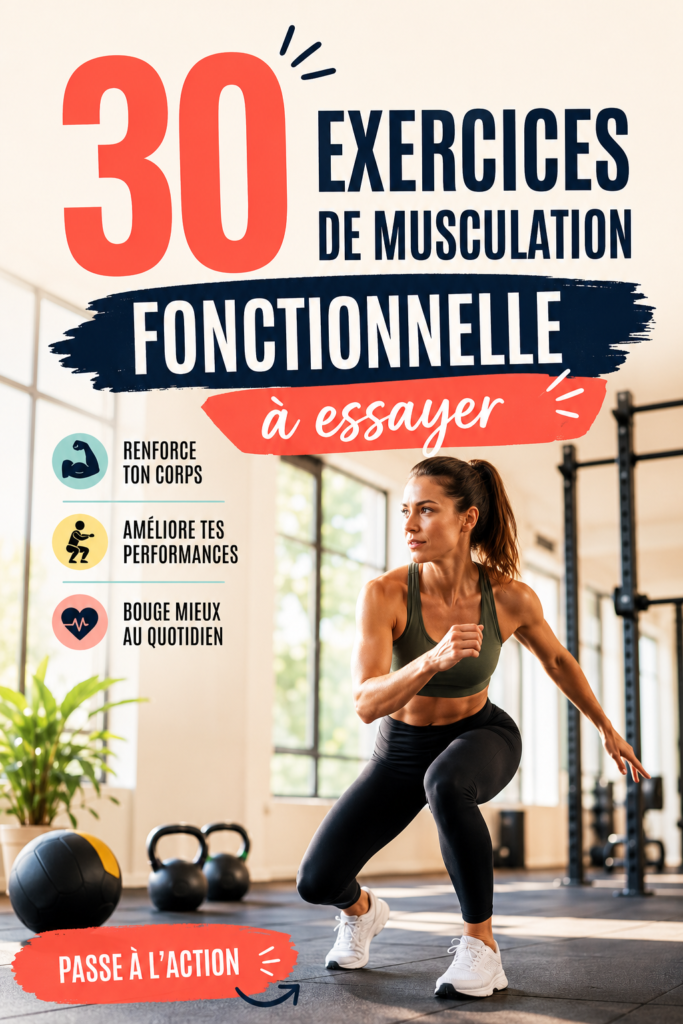Femme faisant des exercices de musculation fonctionnelle à la maison pour tonifier son corps.