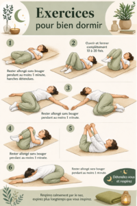 Femme pratiquant des exercices de relaxation pour améliorer son sommeil