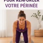 Femme pratiquant des exercices de renforcement du plancher pelvien dans un environnement serein.