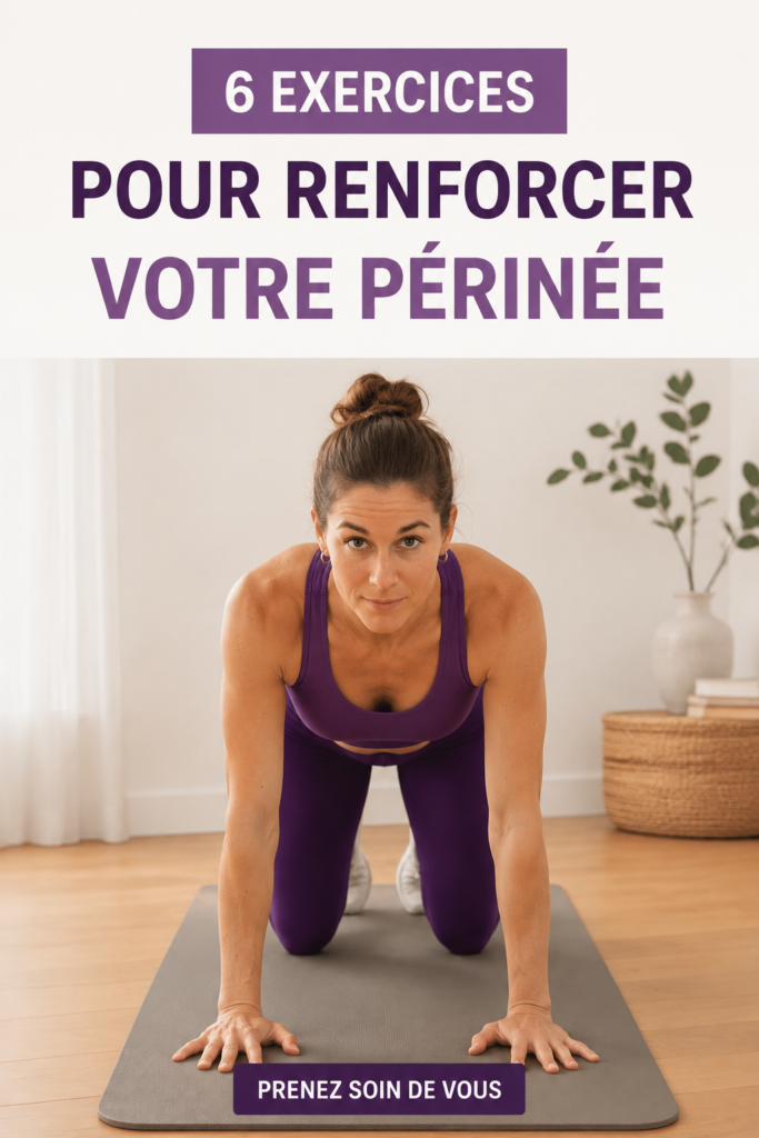 Femme pratiquant des exercices de renforcement du plancher pelvien dans un environnement serein.