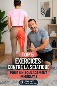 Femme en train de faire des exercices pour soulager sa sciatique sur un tapis de yoga.