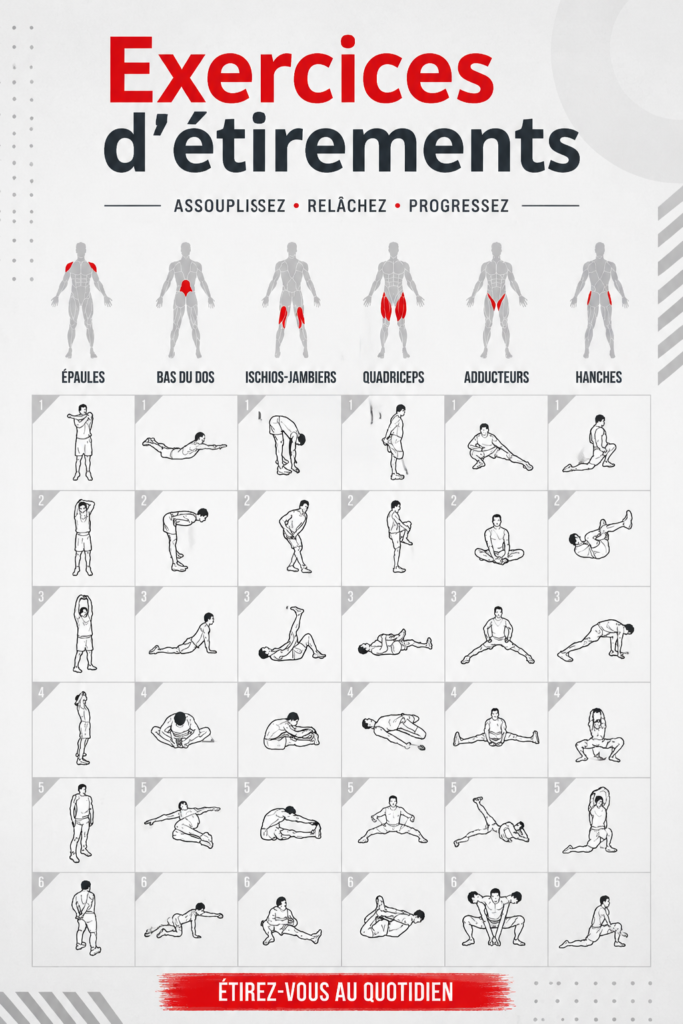 Femme effectuant un exercice de stretching léger au sol.