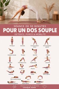 Femme pratiquant le yoga avec un flow de 30 minutes pour la flexibilité de la colonne vertébrale