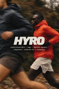 Logo de la marque Hyro sur un fond coloré, symbolisant le bien-être et la vitalité