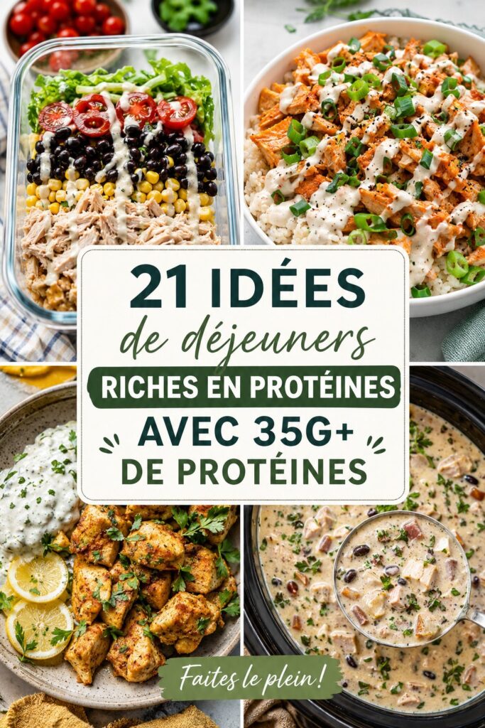 Un plat coloré avec du poulet grillé, des légumes frais et des légumineuses, riche en protéines.