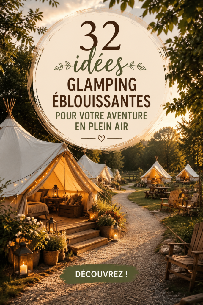 Installation de glamping confortable avec tente et décor cosy en plein air
