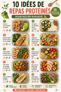 Un assortiment de repas équilibrés riches en protéines, parfaits pour une alimentation saine.