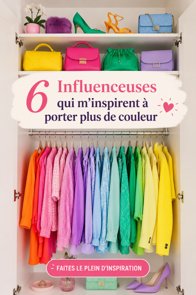 Une influenceuse vêtue d'une robe colorée qui rayonne d'énergie.