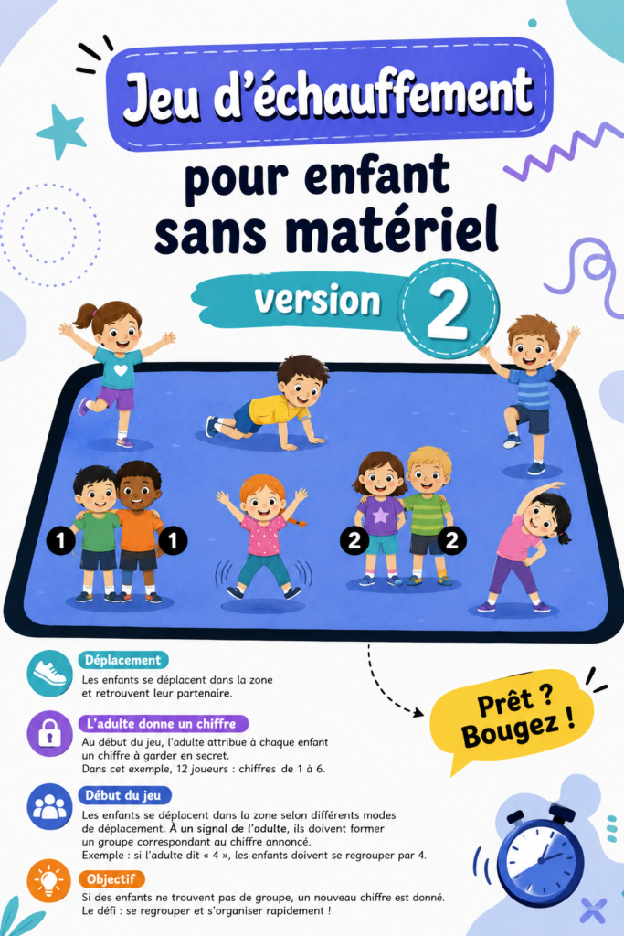 Enfants jouant à des jeux d'échauffement en plein air