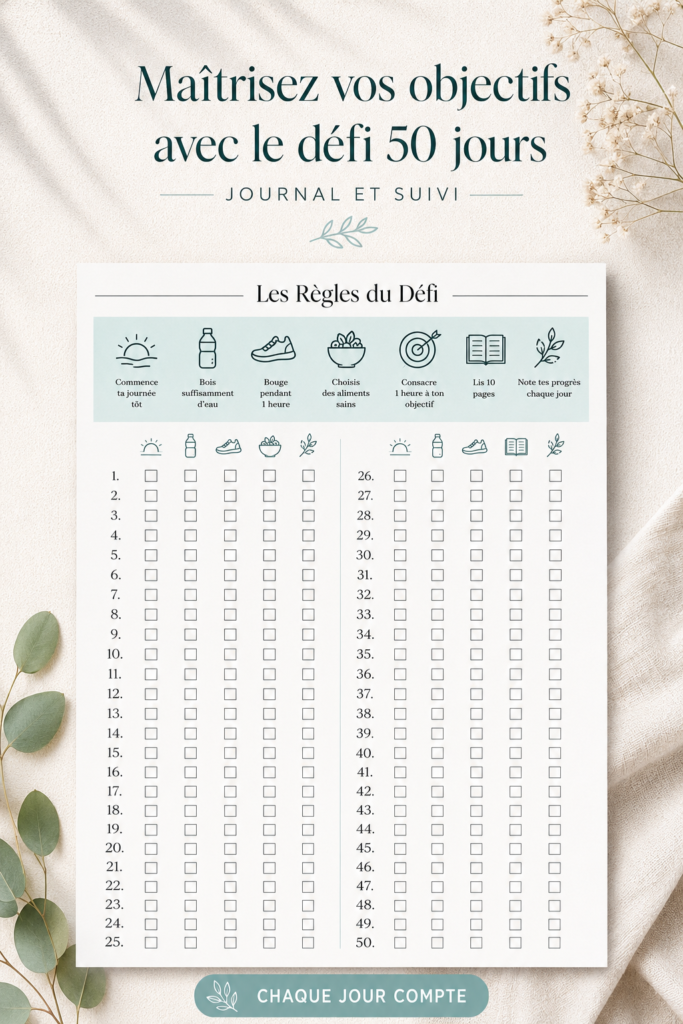 Une femme utilisant un journal de défis pour planifier ses objectifs.