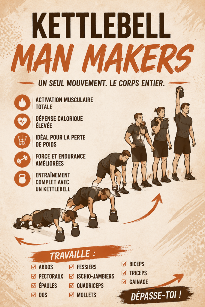 Femme faisant un Kettlebell Man Maker dans un parc