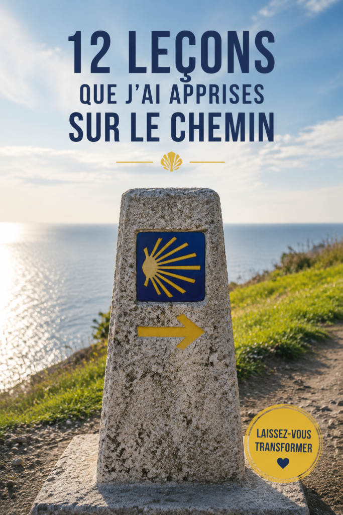 Image d'une marche sur le Camino de Santiago avec des paysages inspirants et des marcheurs contemplatifs.