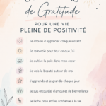 Une femme méditant avec un sourire serein, entourée de nature, pratiquant des mantras de gratitude.