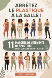 Des vêtements de sport bio étalés sur une surface, montrant leur diversité et qualité.