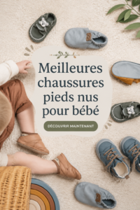 Chaussures barefoot pour bébés sur un tapis coloré