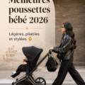 Une poussette légère et moderne pour bébé dans un parc, mettant en avant son design élégant.