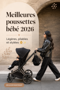 Une poussette légère et moderne pour bébé dans un parc, mettant en avant son design élégant.